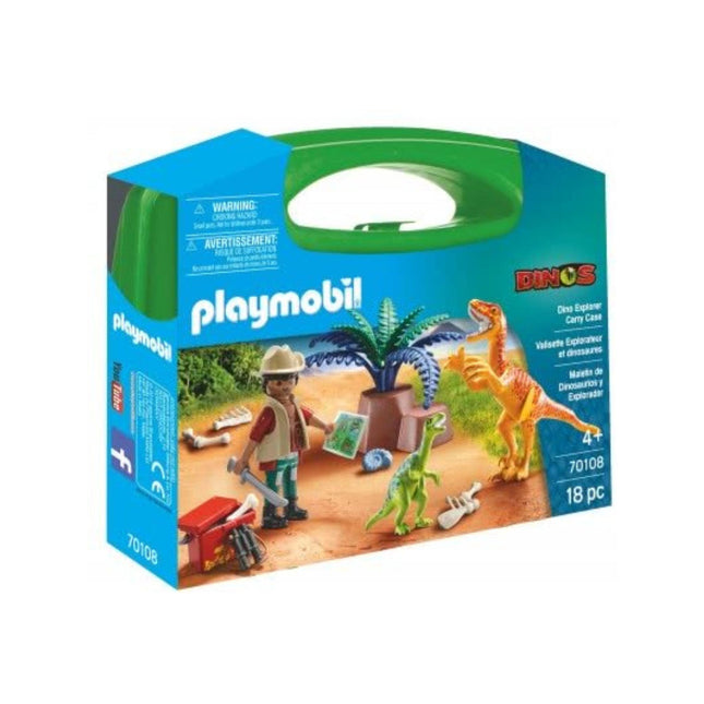 Playmobil εξερευνητής και δεινόσαυροι σε βαλιτσάκι για παιδιά