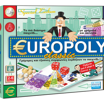 Board game case showing money and the elements of the board game